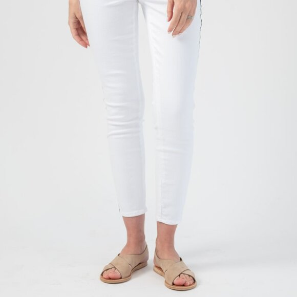 L'AGENCE Margot High Rise Nautical Stripe Jean in Blanc - Picture 4 of 5